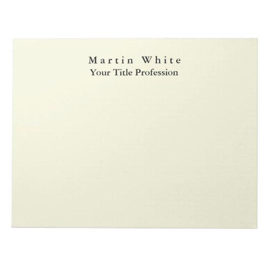 Bloc-note Beige Couleur Plat Élégant Professionnel Moderne (Devant)