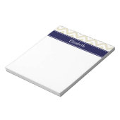 Bloc-note Beige Lg Chevron Marine Nom bleu Monogramme (Tourné)