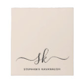 Bloc-note Beige Moderne Nom minimal Monogramme initial (Devant)