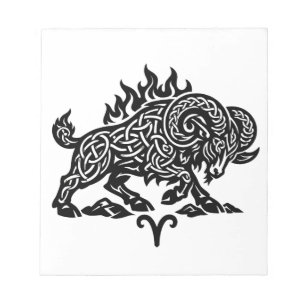 Bloc-note Bélier Feu‑Bélier – Encre Hantée Celtique Zodiaque