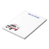 Bloc-note Belle ambulance rouge caricature van (Tourné)