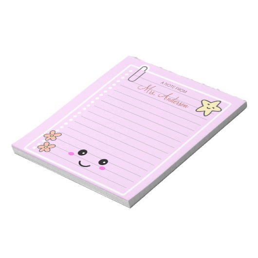 Bloc-note Belle Appréciation de l'enseignant rose mignonne (Tourné)