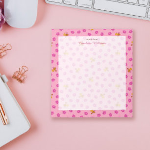 Bloc-note Belle aquarelle rose abeille & fleurs Nom du motif