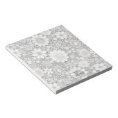 Bloc-note Belle dentelle florale blanche nom pavé papier (Incliné)