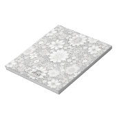 Bloc-note Belle dentelle florale blanche nom pavé papier (Tourné)