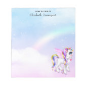 Bloc-note Belle licorne avec Rainbow Mane & Tail (Devant)