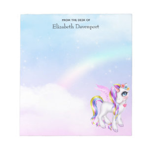 Bloc-note Belle licorne avec Rainbow Mane & Tail