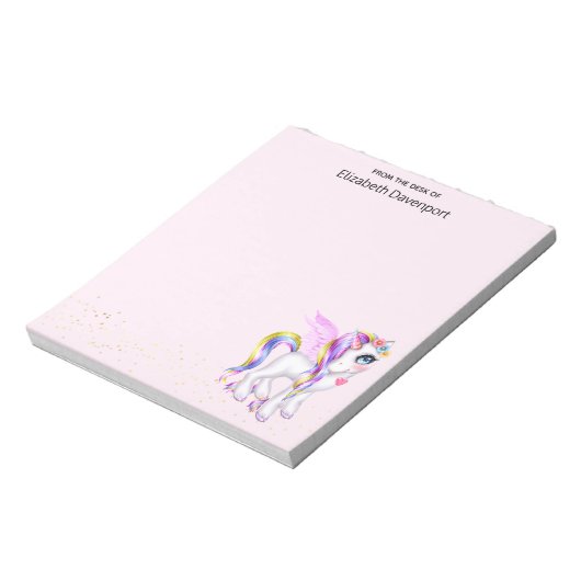 Bloc-note Belle licorne avec Rainbow Mane & Tail (Tourné)