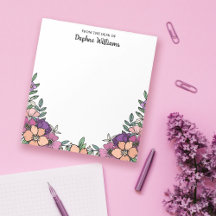 Belle Pêche violet Floral du bureau de