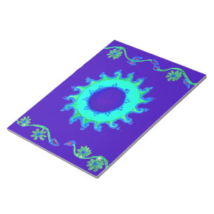 Bloc-note Belle peinture artistique florale iridescente bleu
