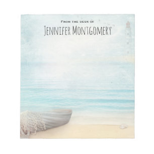 Bloc-note Belle plage avec bateau et phare