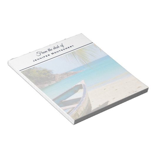 Bloc-note Belle plage tropicale avec bateau à rames (Incliné)