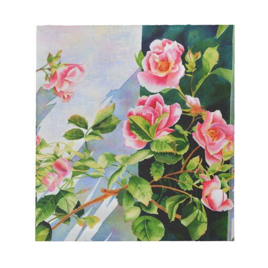 Bloc-note Belle rose rose rouge roses blanc aquarelle floral (Devant)