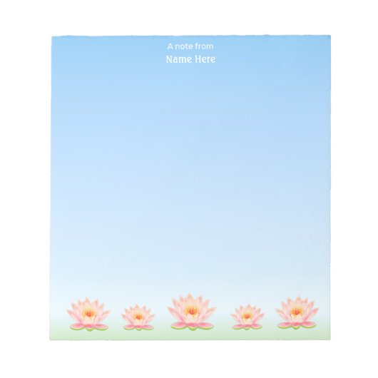 Bloc-note Belles fleurs de lotus sur fond bleu clair (Devant)