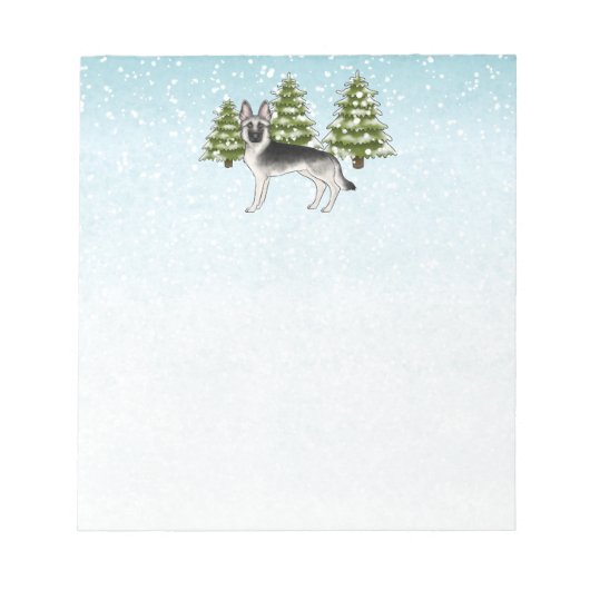 Bloc-note Berger Allemand Silver Sable Forêt enneigée d'hive (Devant)