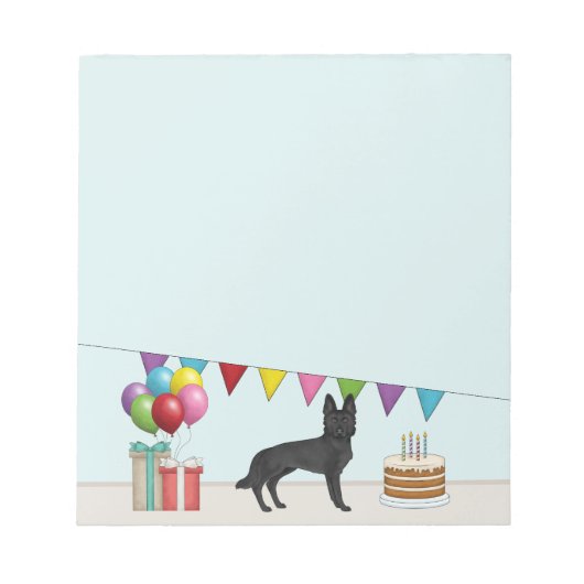 Bloc-note Berger noir allemand GSD Chien coloré Anniversaire (Devant)