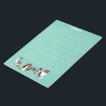 Bloc-note Bergers australiens Chiens Australiens Livre<br><div class="desc">Ce papier ou papier à lettres doublé est prêt à être personnalisé avec votre nom ou autre texte en haut et présente des illustrations de style réaliste de Australian Shepherd ou d'Aussies contre un arrière - plan vert menthe.</div>