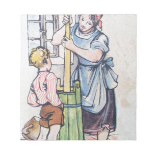 Bloc-note Beurre Churn Mère Son ancienne aquarelle pays