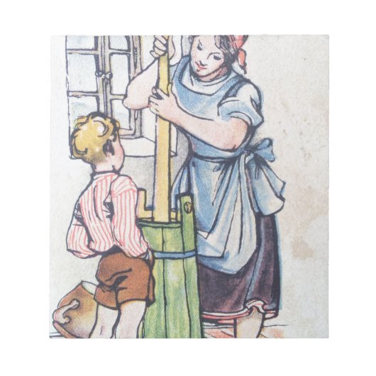 Bloc-note Beurre Churn Mère Son ancienne aquarelle pays (Devant)