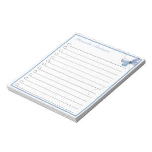 Bloc-note Beurre-papillon bleu rose Aquarelle Nom personnali