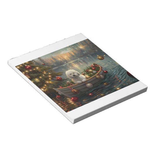 Bloc-note Bichon Frise Noël Festive Voyage (Incliné)