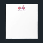 Bloc-note Bicycle Whimsical Simple Nom personnalisé<br><div class="desc">Un vélo coloré et mignon illustration d'une moto à l'ancienne avec un panier de fleurs sur un bloc-notes customisé de votre nom.</div>