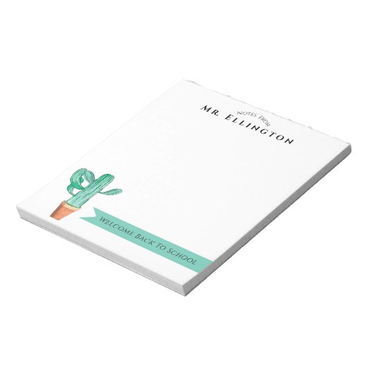 Bloc-note Bienvenue Retour À L'École Poted Cactus Custom (Tourné)