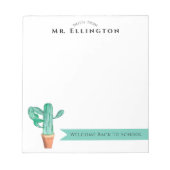 Bloc-note Bienvenue Retour À L'École Poted Cactus Custom (Devant)