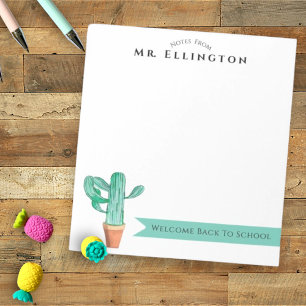 Bloc-note Bienvenue Retour À L'École Poted Cactus Custom