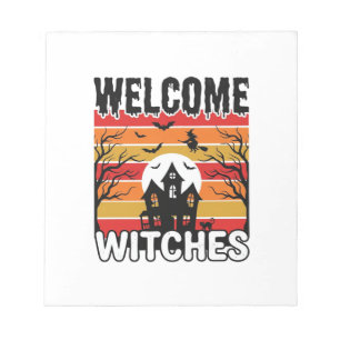 Bloc-note Bienvenue sorcières design de gravure Halloween vi