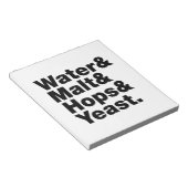 Bloc-note Bière = Eau & Malt & Hops & Yeast. (Incliné)