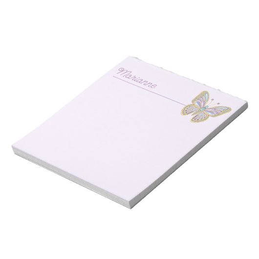 Bloc-note Bijoux Papillon bleu violet Or (Tourné)