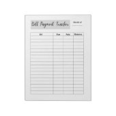 Bloc-note Bill Payment Tracker (Tourné)