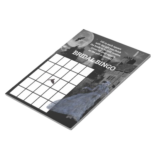 Bloc-note Bingo de la mariée de Frankenstein Mariage Hallowe (Incliné)