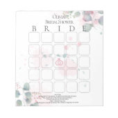 Bloc-note Bingo de mariage au eucalyptus aquarelle rose et v (Devant)