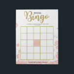 Bloc-note Bingo de mariée rose<br><div class="desc">Ce "Bridal Bingo" floral moderne est doté d'un arrière - plan floral rose avec des éclaboussures de parties scintillant dorée. Le texte est écrit dans un mélange d'une police calligraphie ludique et d'une police sans police moderne, cette carte de bingo nuptiale est personnalisée avec le nom de la mariée et...</div>