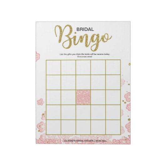 Bloc-note Bingo de mariée rose (Tourné)