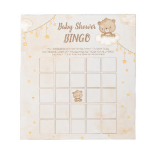 Bloc-note Bingo du Baby shower d'ours Brown
