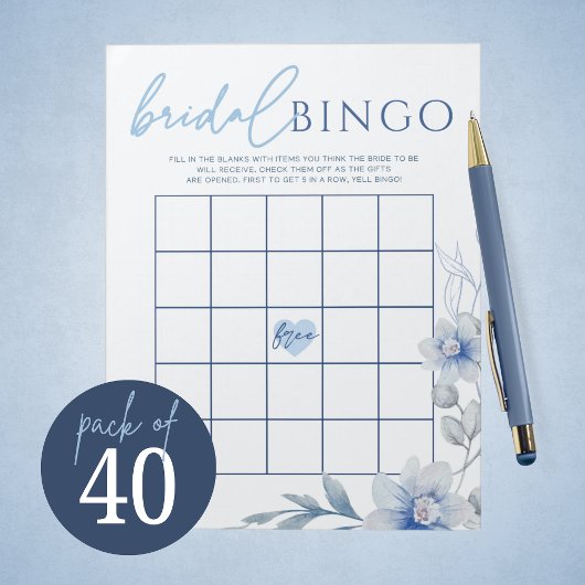 Bloc-note Bingo Fête des mariées cadeau de fleurs bleues Pac