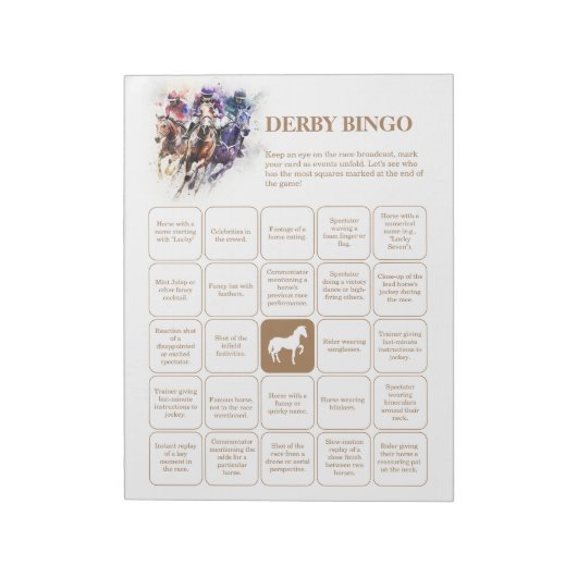 Bloc-note Bingo Party Derby de Cheval Élégant (Tourné)