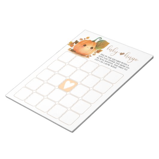 Bloc-note Bingo pour bébé Citrouille d'automne doux (Incliné)
