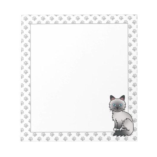 Bloc-note Birman / Ragdoll Point Bleu Chat & Pattes Mignon (Devant)