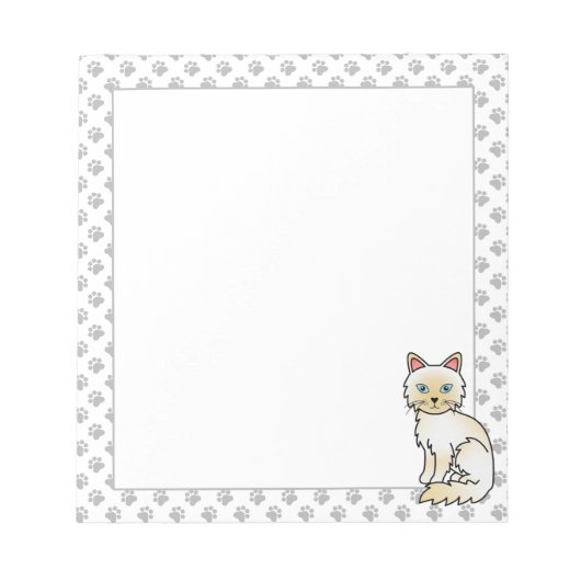 Bloc-note Birman / Ragdoll Point crème Chat & Pattes Mignonn (Devant)