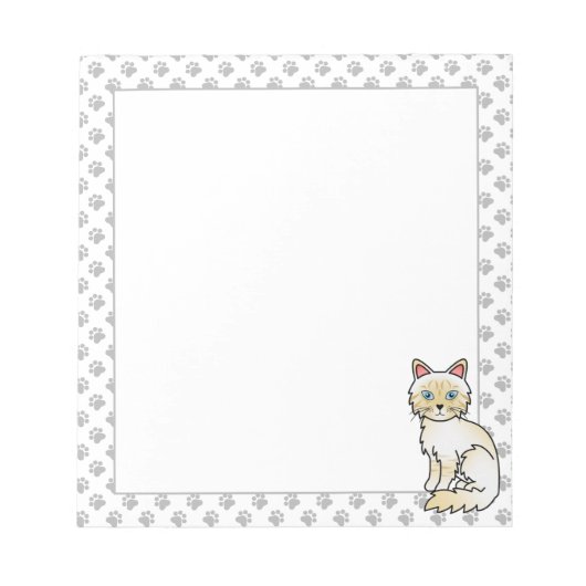 Bloc-note Birman / Ragdoll Tabby crème Point Chaton & Pattes (Devant)