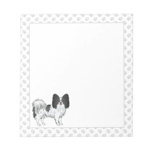Bloc-note Black And White Papillon Cartoon Dog With Paws