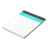 Bloc-note Black and White Polka Dots Aqua Nom monogram (Tourné)