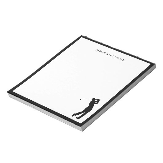 Bloc-note Black Golfer Silhouette Personalized  (Tourné)