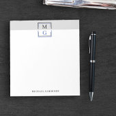 Bloc-note Black Grey Blue Nettoyer Manly Monogramme & Nom
