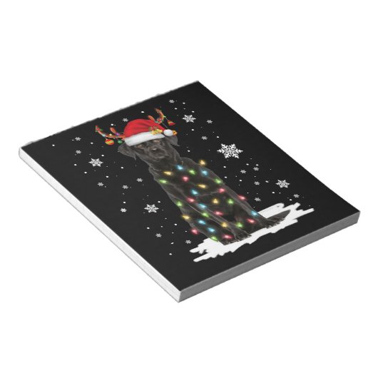 Bloc-note Black Lab Labrador Christmas Tree Light Pyjama Chi (Incliné)