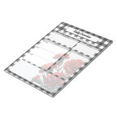 Bloc-note Black n White Floral En vichy _ Aperçu quotidien (Incliné)